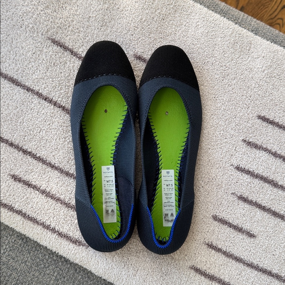 Rothy's square flat in starling (7.5)